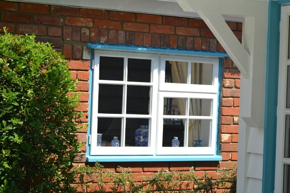 Cottage window blue lines