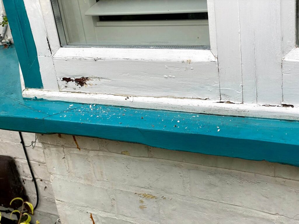 rotten wooden windows frame