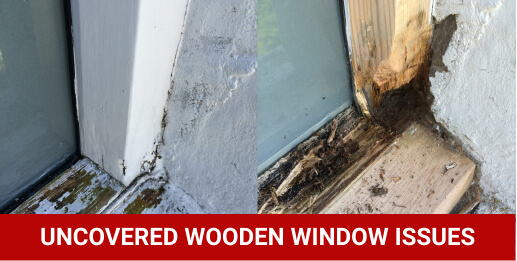 uncovered wooden window issues