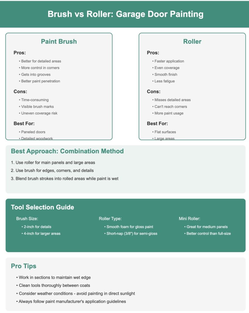 brush vs roller garage door painting