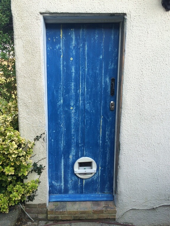 blue timber cottage door