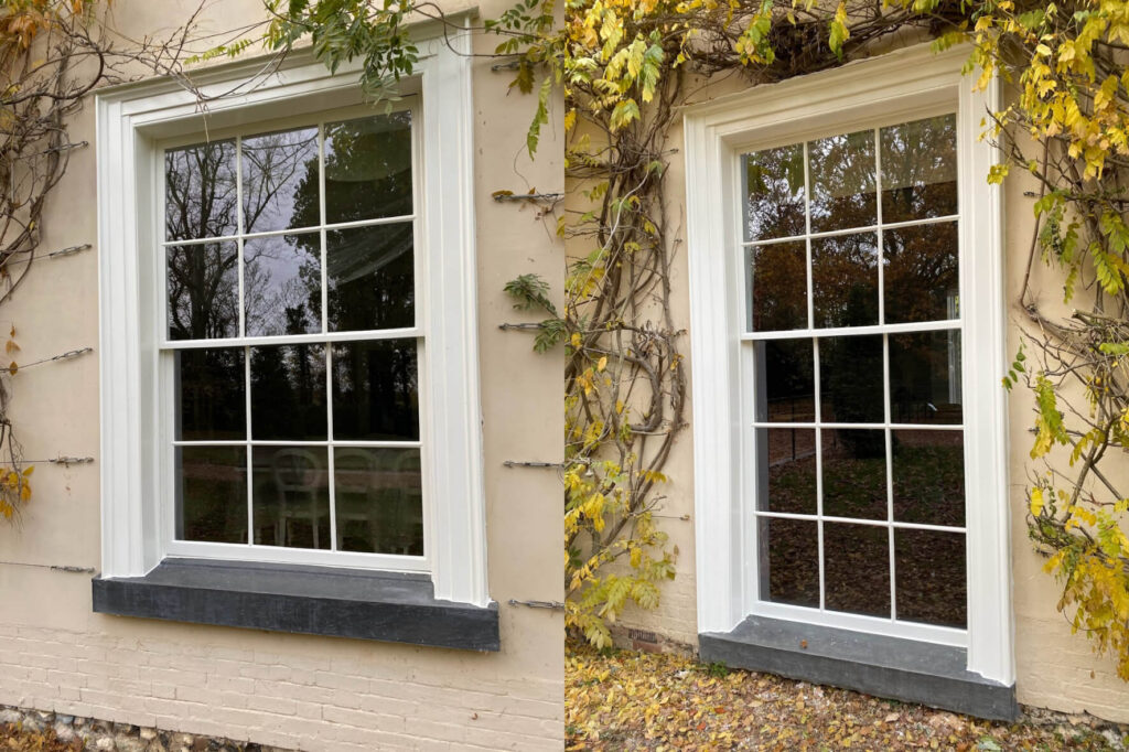 original sash windows retrofitted with double glazing