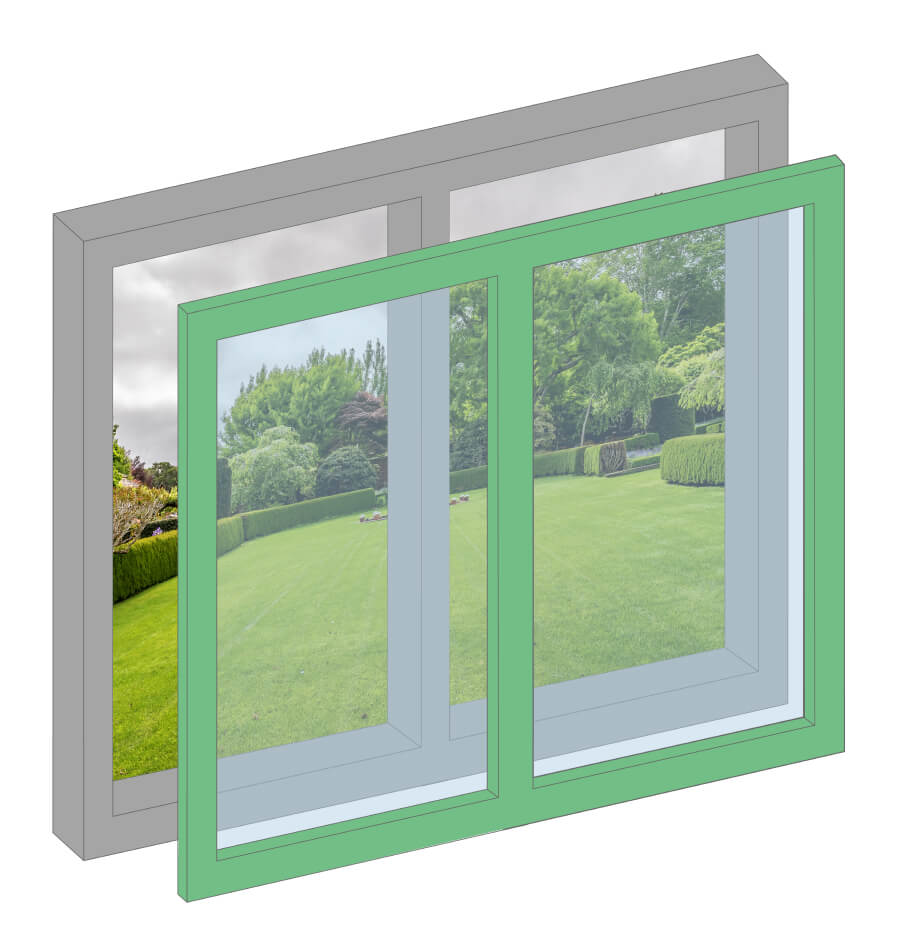 Horizontal secondary glazing