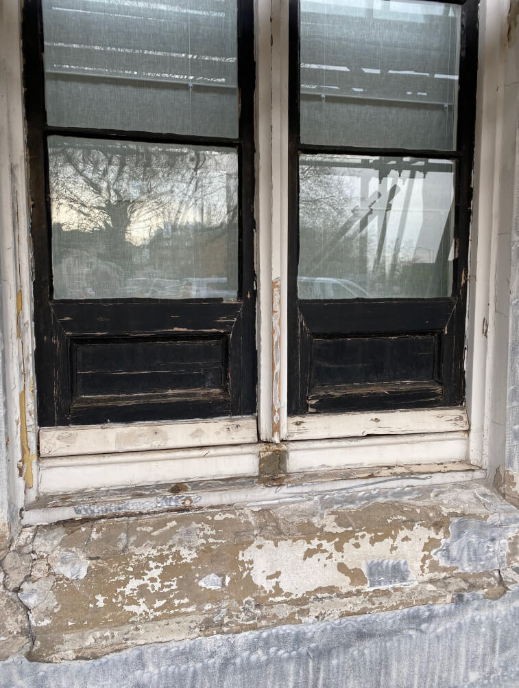 timber casement window before renovation
