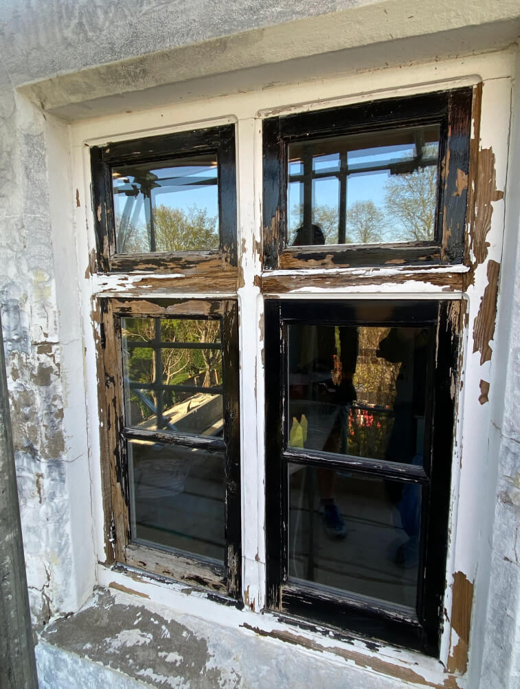 timber casement window before restoration