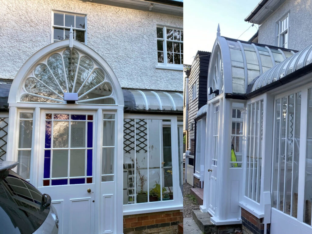 Repaired wooden frame conservatory