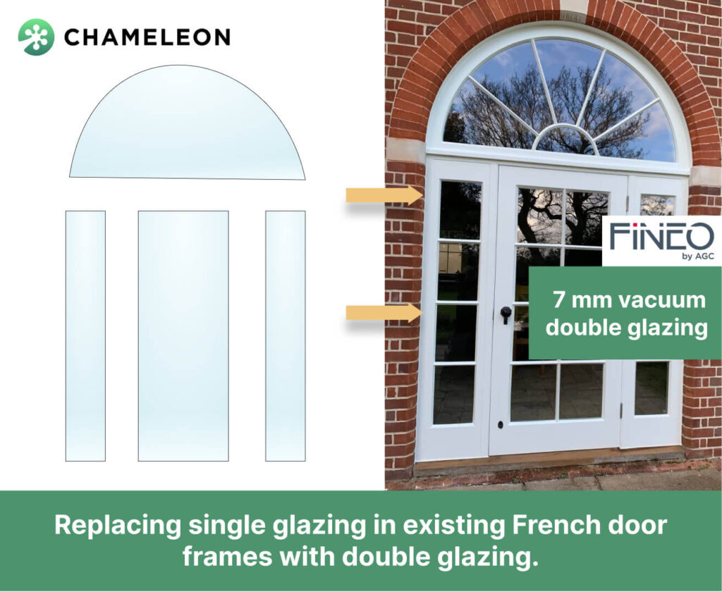 Replacing single glazing in existing French door