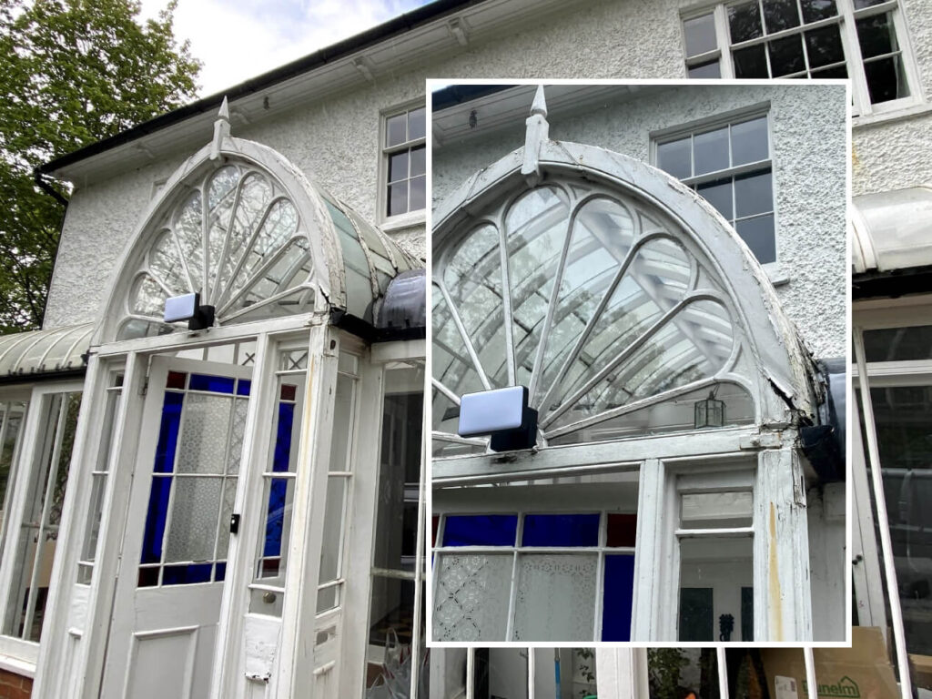 Wooden conservatory before refurbishment